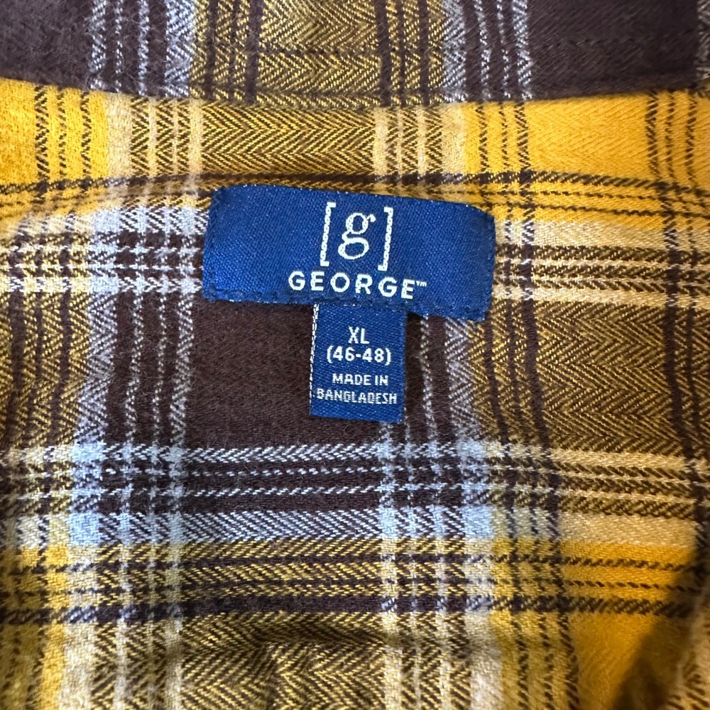 George Long Sleeve Plaid Flannel Men's XL Button Down 100% Cotton Cabincore Eco - Picture 6 of 7